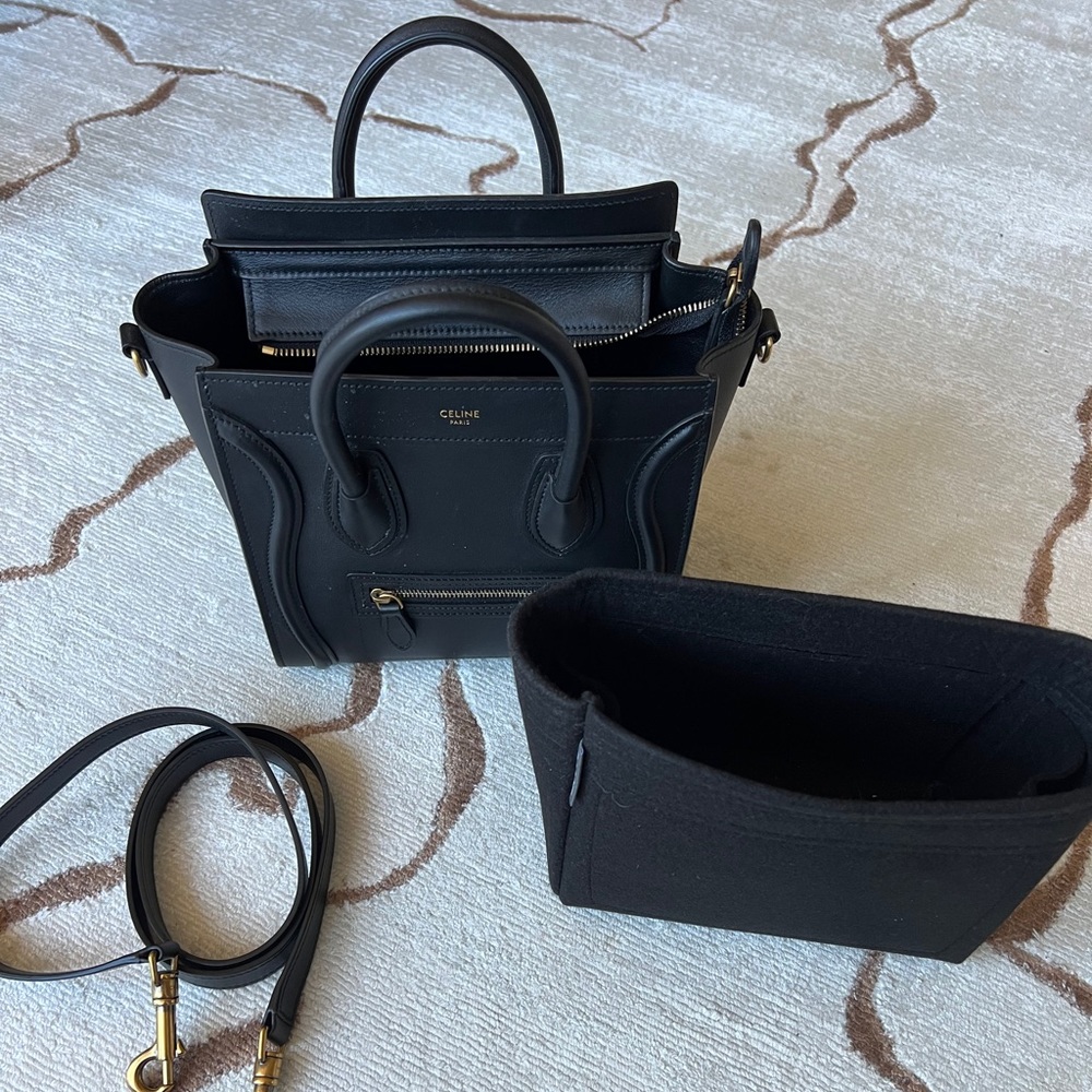 Celine Nano Luggage in Black Smooth Calfskin